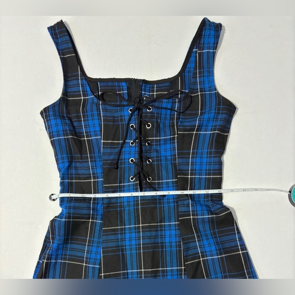Lip Service Punk & Disorderly Blue Plaid Mini Dress Safety Pin S vintage y2k - Picture 9 of 14